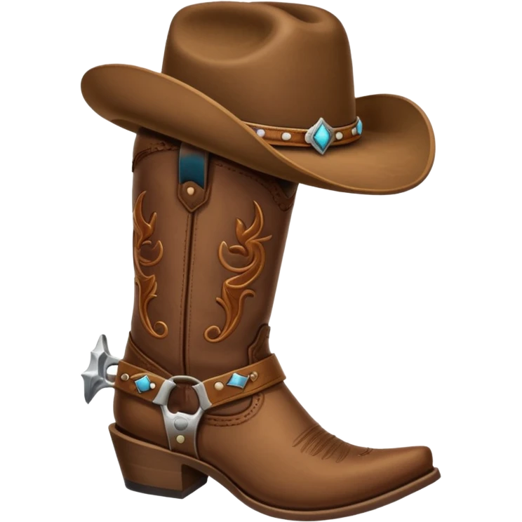 cowboy boot with spurs and a cowboy hat on top emoji