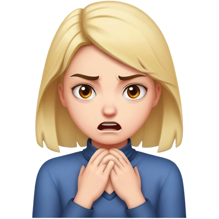 girl with hands around neck mad emoji