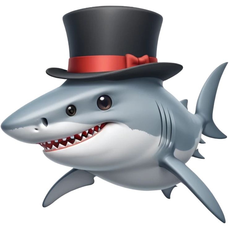 Shark with a top hat emoji