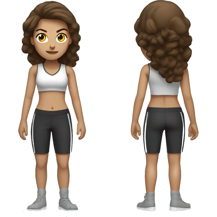 woman brown hair kick box emoji