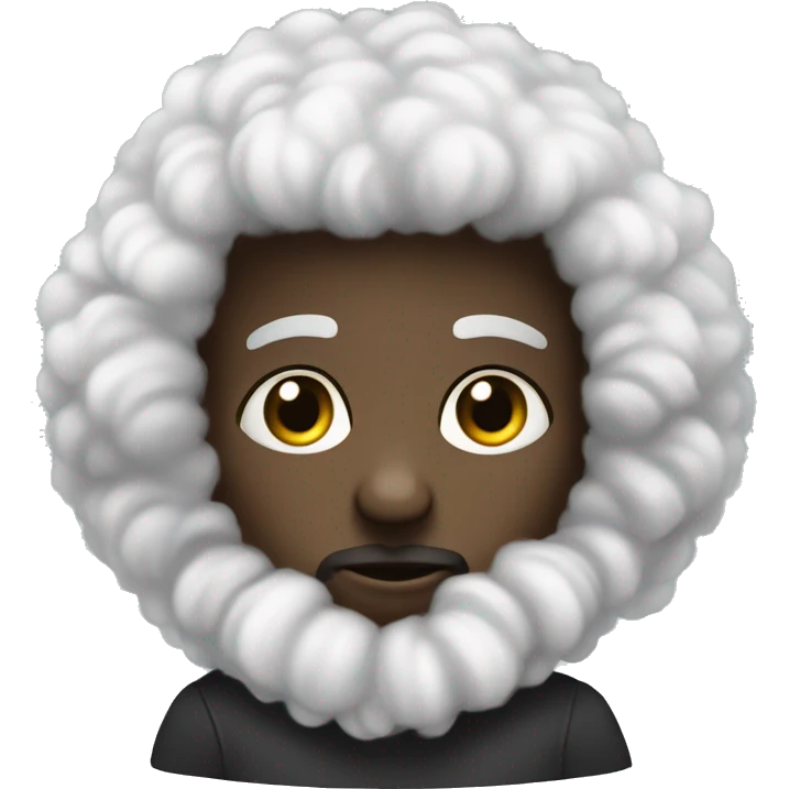 A doch who is black and white an fluffy with big round Sweet eyes  emoji