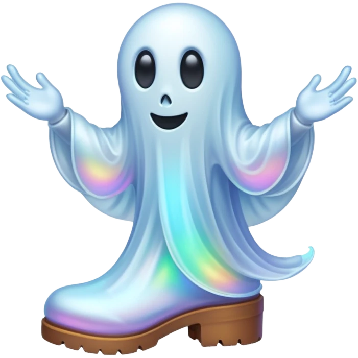 A holographic ghost with boots emoji