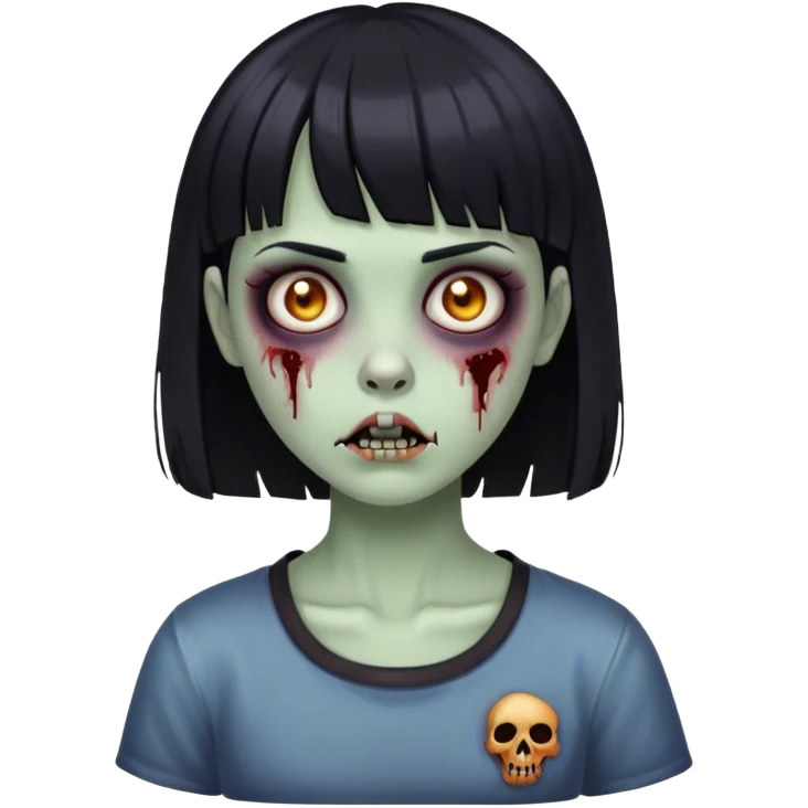 girl zombie with black hair and short bangs  emoji