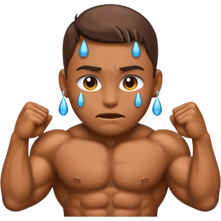 Crying emoji flexing muscles emoji