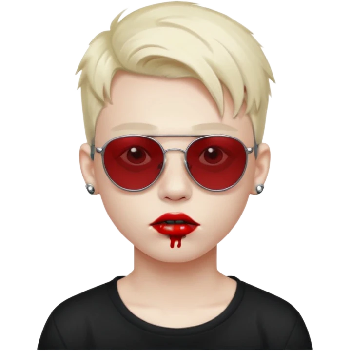 boy high fashion model with lip piercing sunglasses blood  emoji