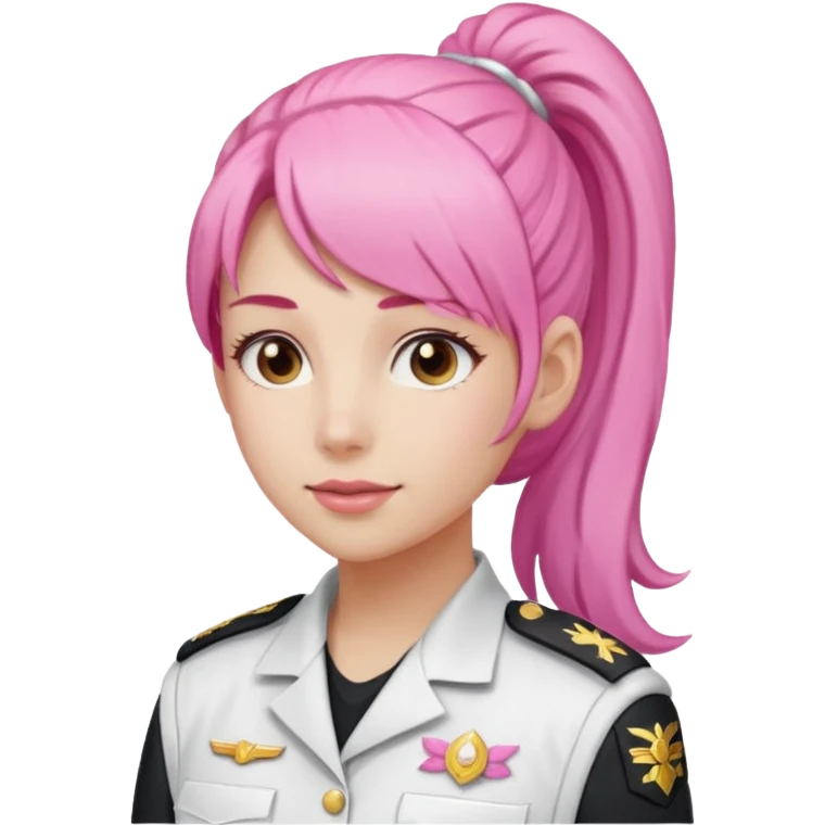 Commander Bloom – pink ponytail pilot in white uniform emoji