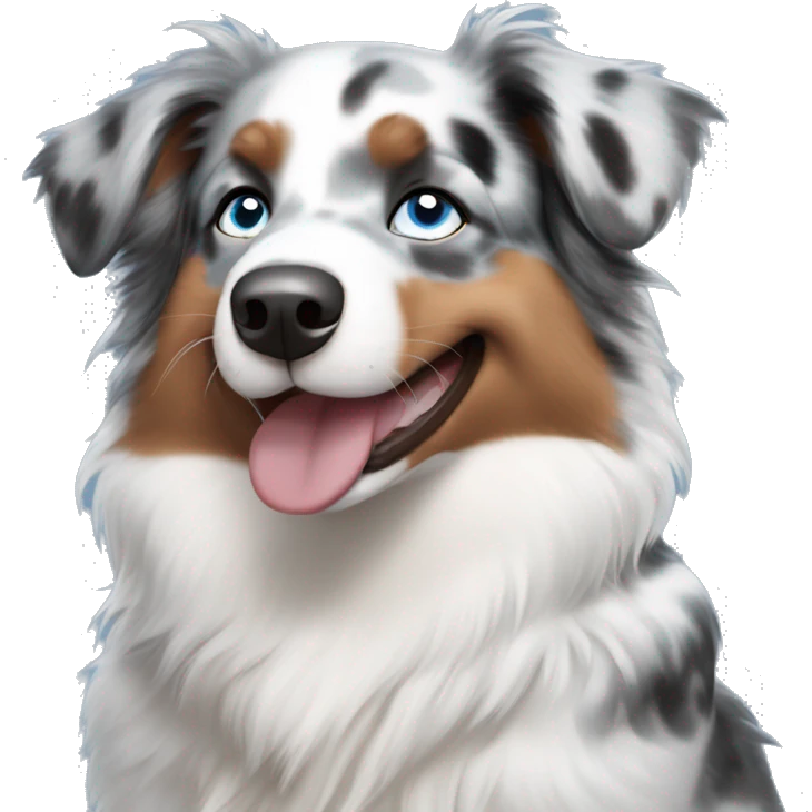 Mini blue Merle Australian Shepherd with blue eyes emoji