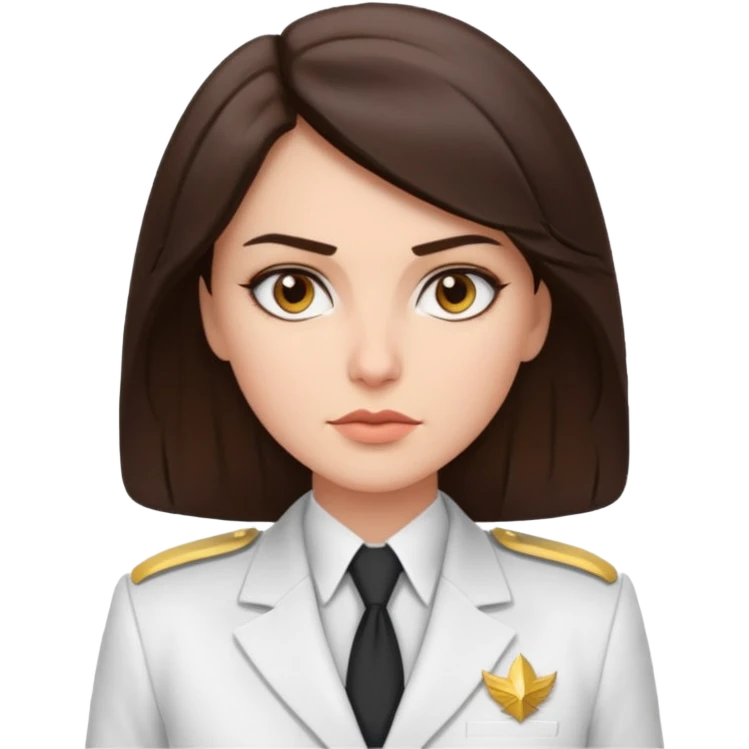 brunette woman captain white suit emoji