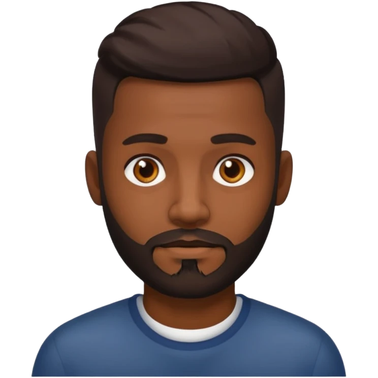 Dark brown skin man with a light beard and a fade haircut with dark brown eyes emoji