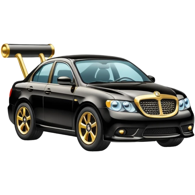 Emoji-style car membership badges: exhaust, black spoiler, and gold wheel can you create them? emoji