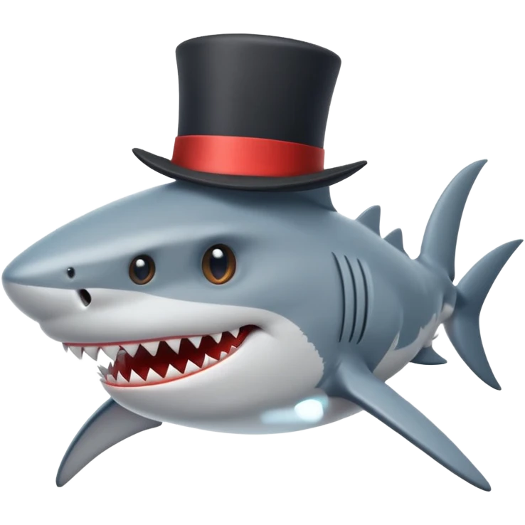 Shark with a top hat emoji