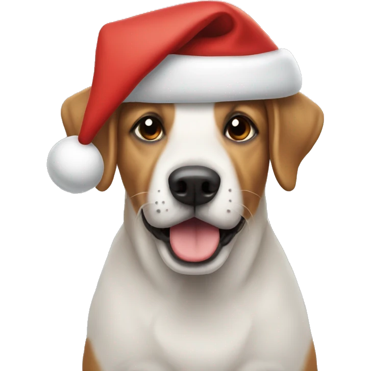 dog wearing a christmas hat emoji