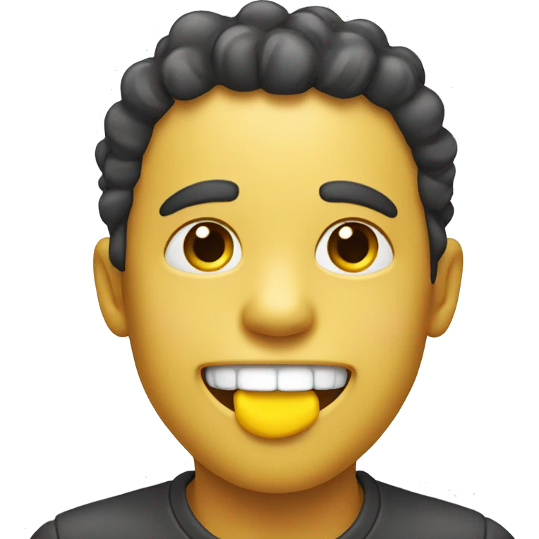 Smiling emoji with yellow bone in his mouth emoji
