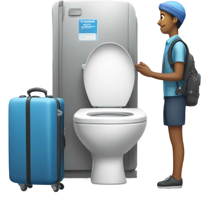 Airport toilet with luggage emoji
