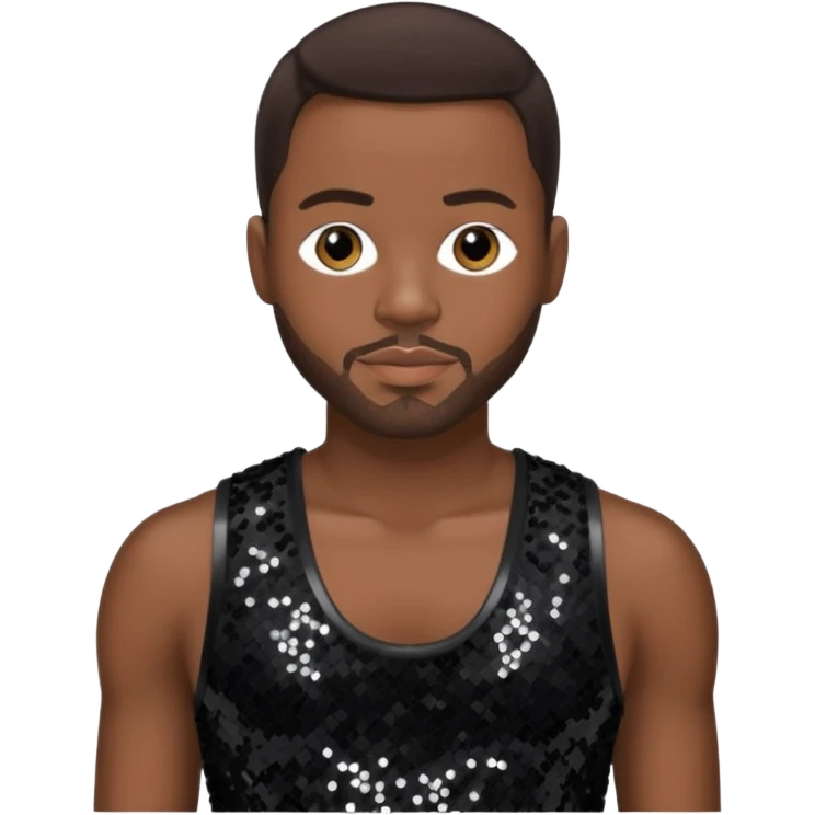Durrell Tank Babbs, R&B Singer with dark brown hair, black sequin outfit emoji