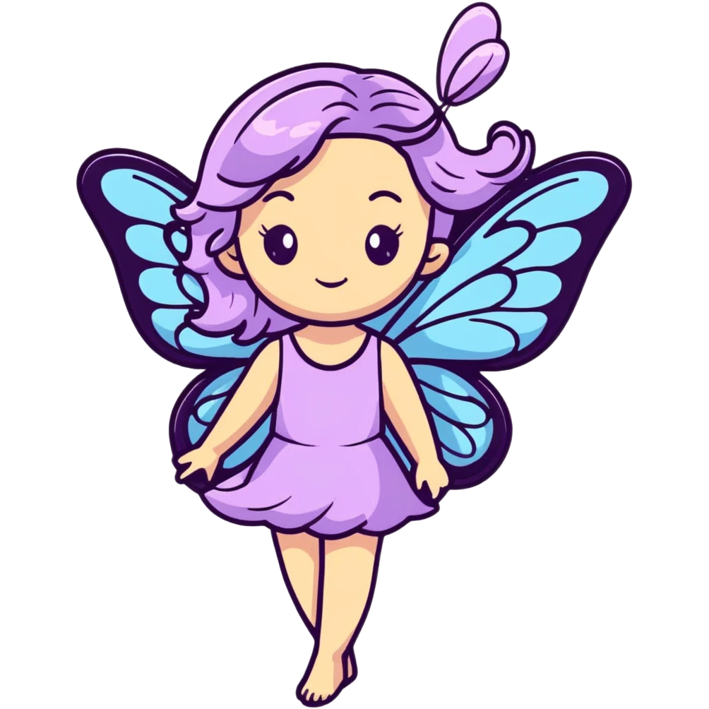 Whimsical fairy girl with butterfly wings, flowing hair, and enchanted aura emoji