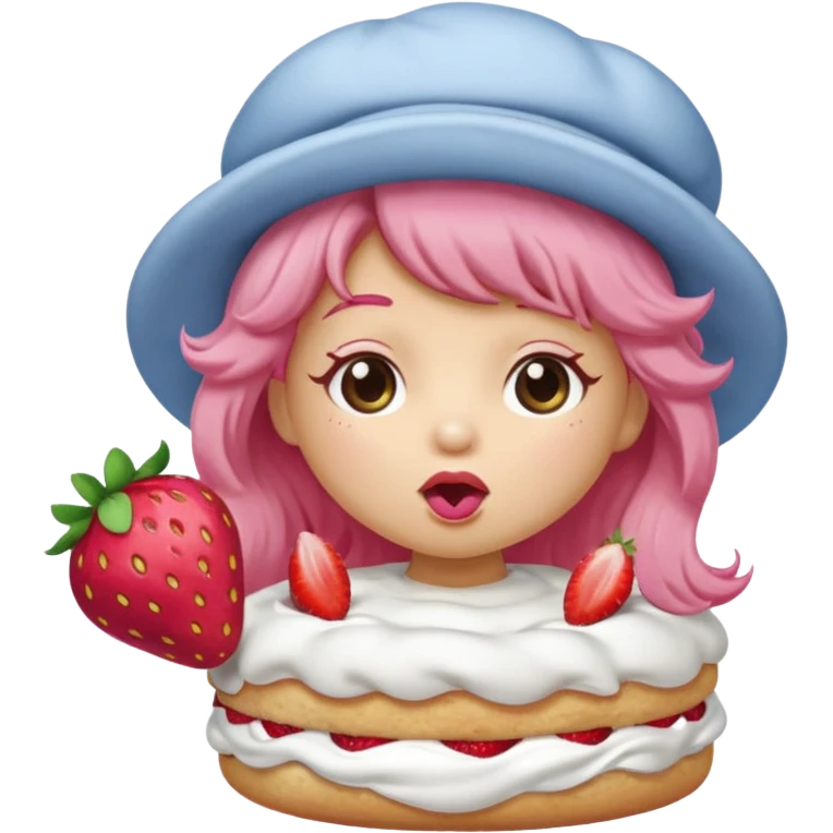 Strawberry shortcake blowing a kiss emoji