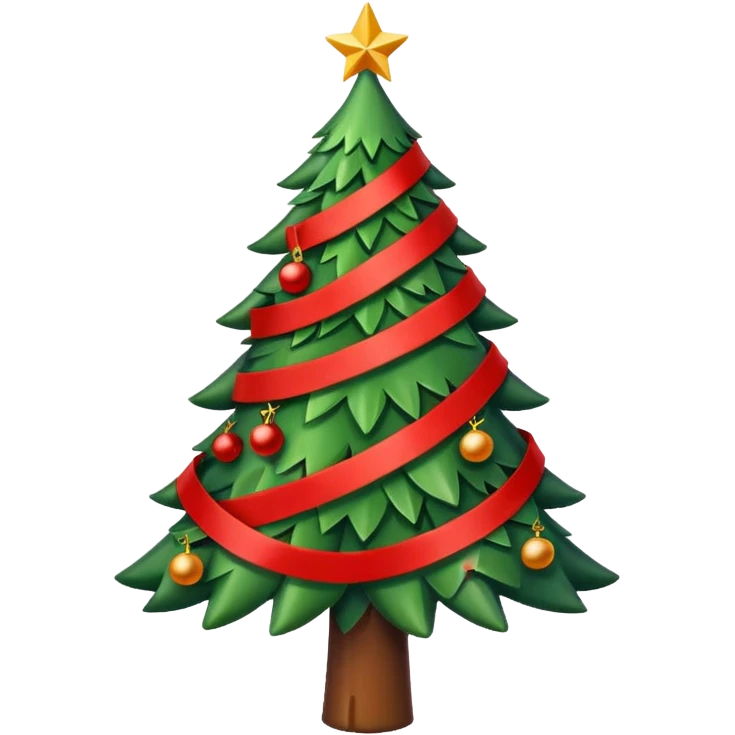 christmas tree with many red ribbons emoji