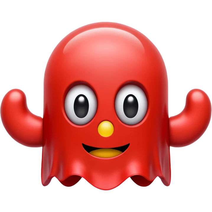 red Pac-Man ghost, simple iconic style, big eyes emoji