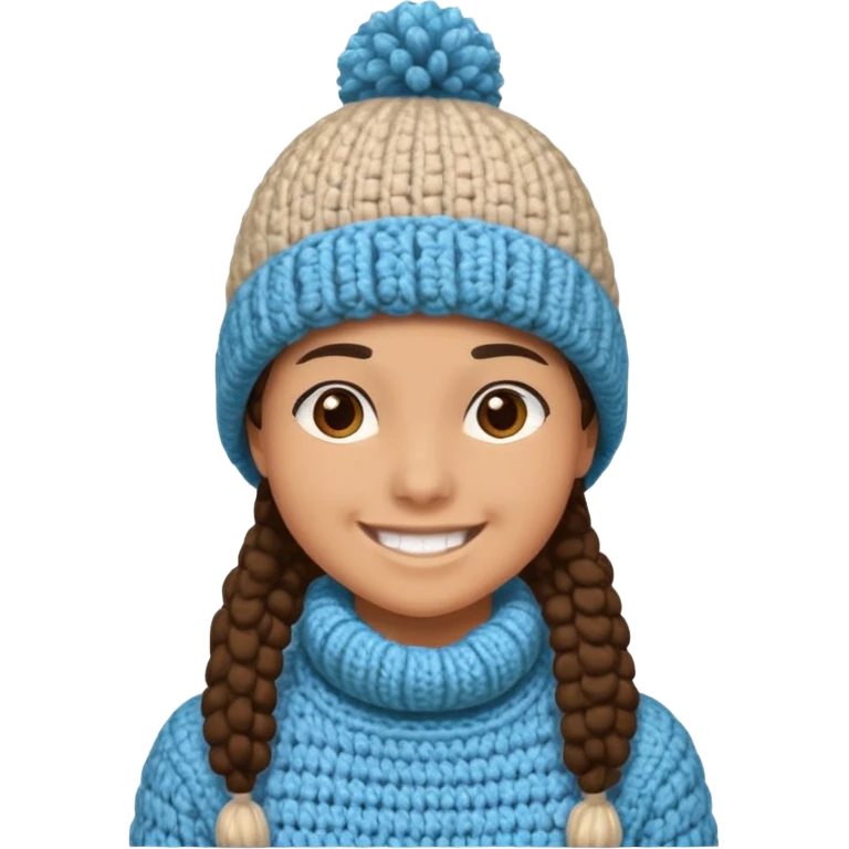 high school student wearing a crochetted winter hat emoji
