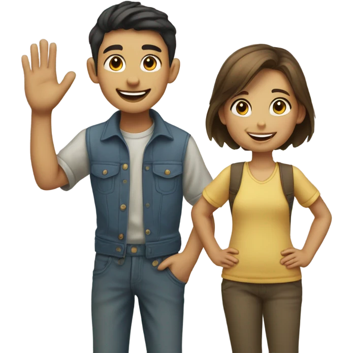 Boy waving goodnight to girl emoji