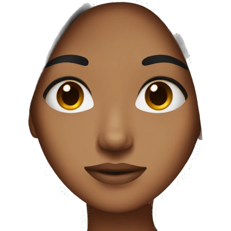 Brown skin woman with black straight hair and big brown eyes emoji