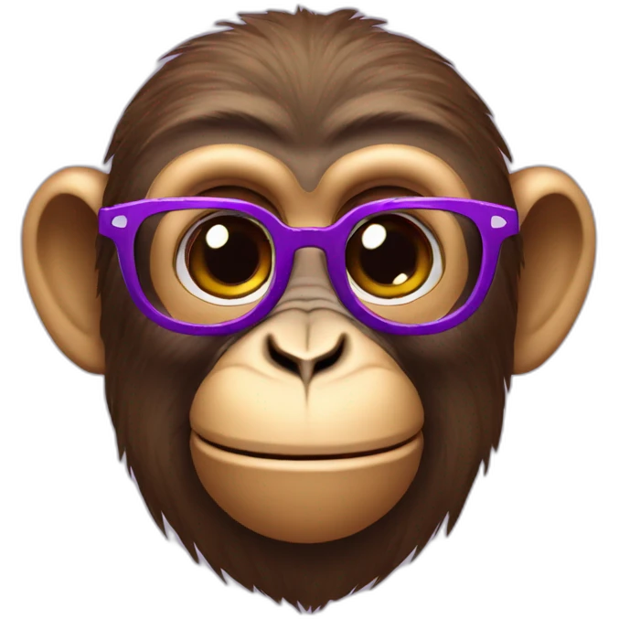 Monkey avec des lunettes rond et un pull mauves emoji