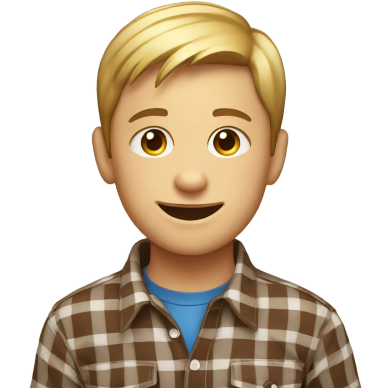 smiling boy in plaid shirt emoji