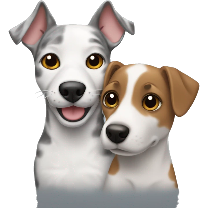 gray tabby cat and jack russell dog together  emoji