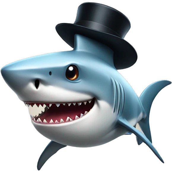 Shark with a top hat emoji
