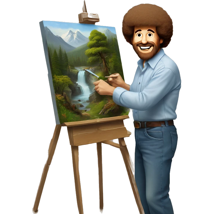 Bob Ross painting a painting  emoji