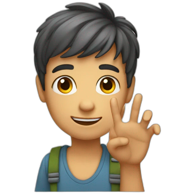 A boy showing hand to the viewer emoji