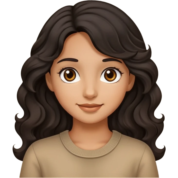 tan girl with black wavy hair and dark brown eyes emoji