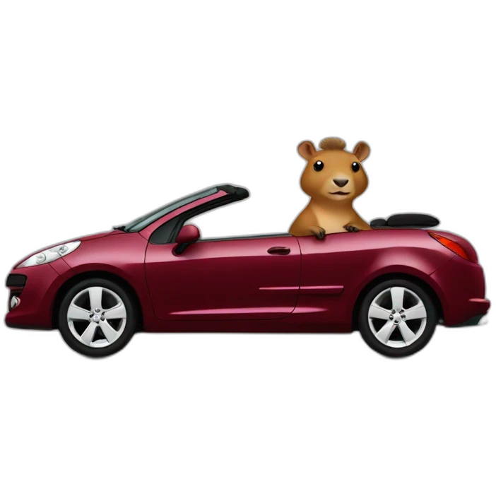 capybara with a beret in a peugeot 207 coupé cabriolet emoji