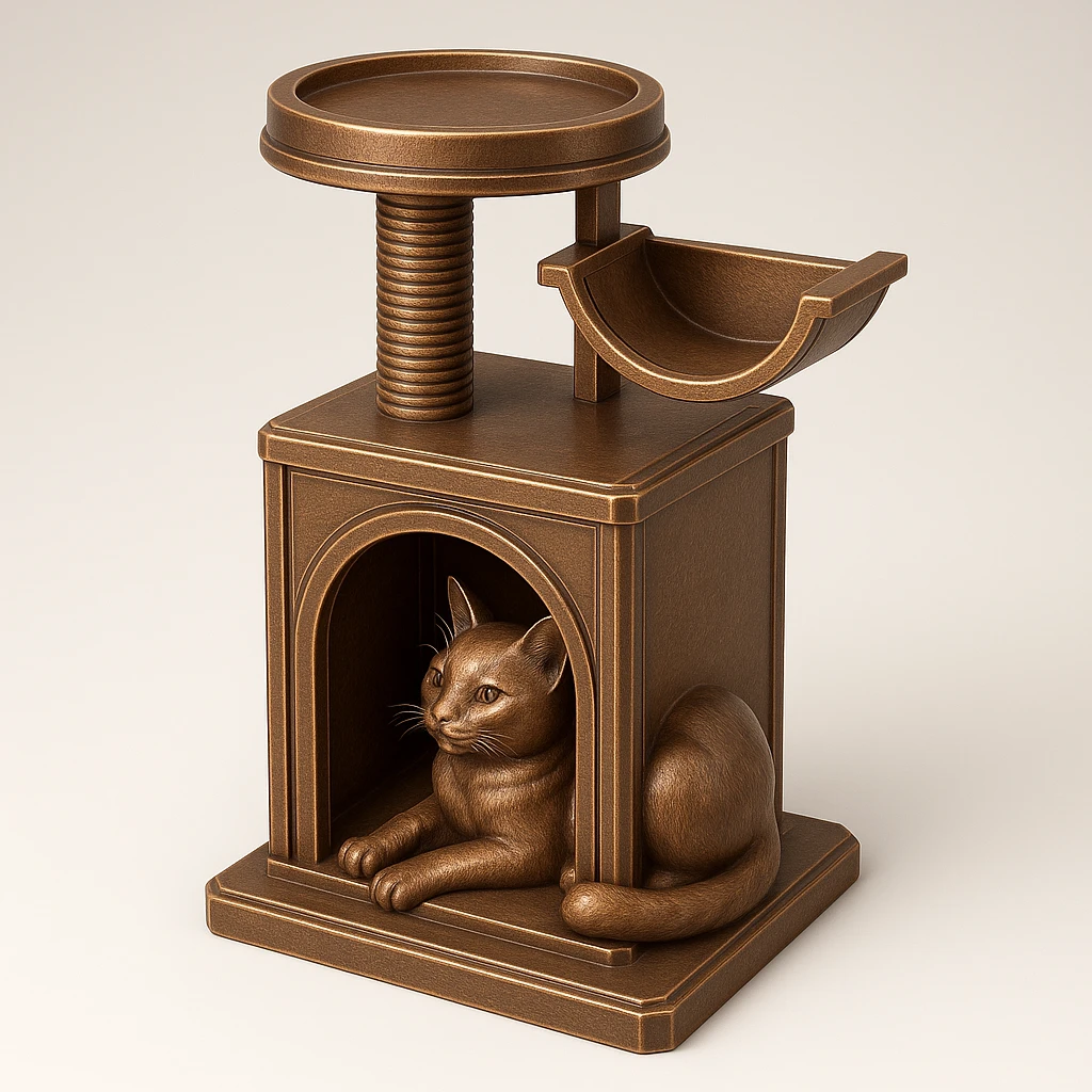 cats relaxing in a vertical playhouse emoji