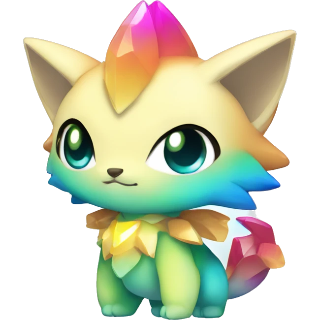 a anthro chibi-style colorful gradient-shiny gem-sparkle-Fakémon-hybrid full body emoji