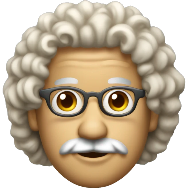 Draw an AI bot robot that will generate articles based on algorithms. The hairstyle should be like Albert Einstein's with curly hair to it. emoji