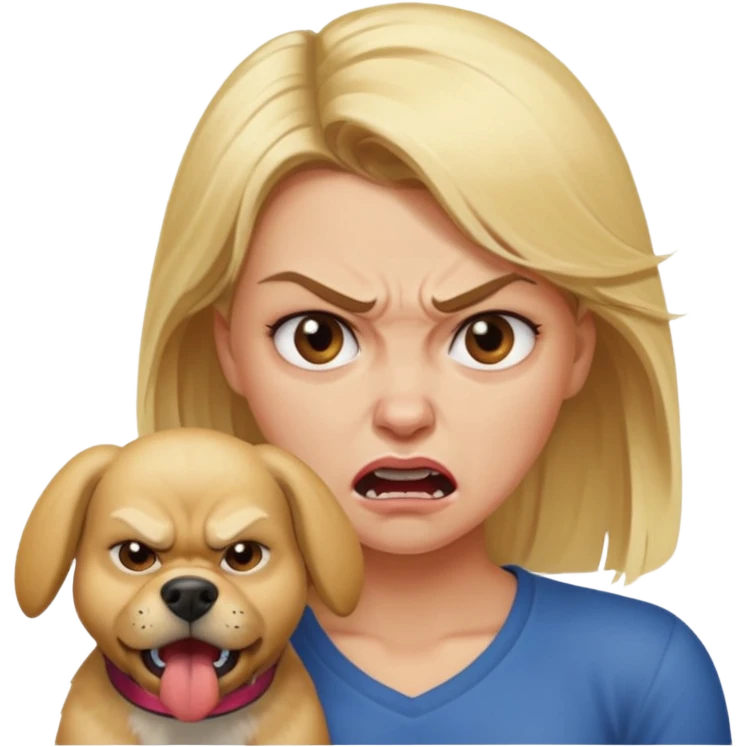 angry blonde women and dog emoji
