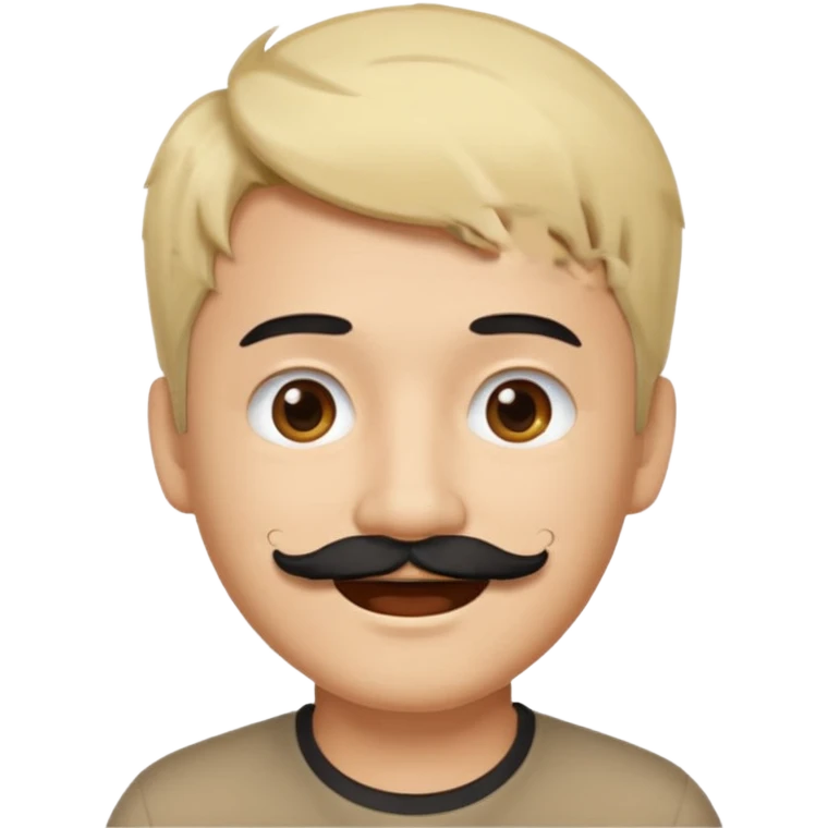 Asian man with a black mustache and short messy blond hair, emoji style, smiling emoji