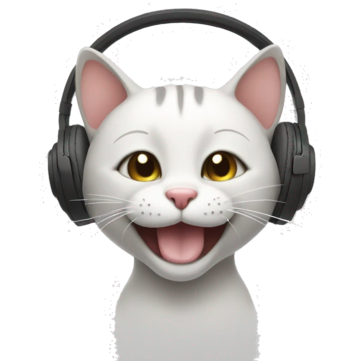 happy Cat in headphones  emoji