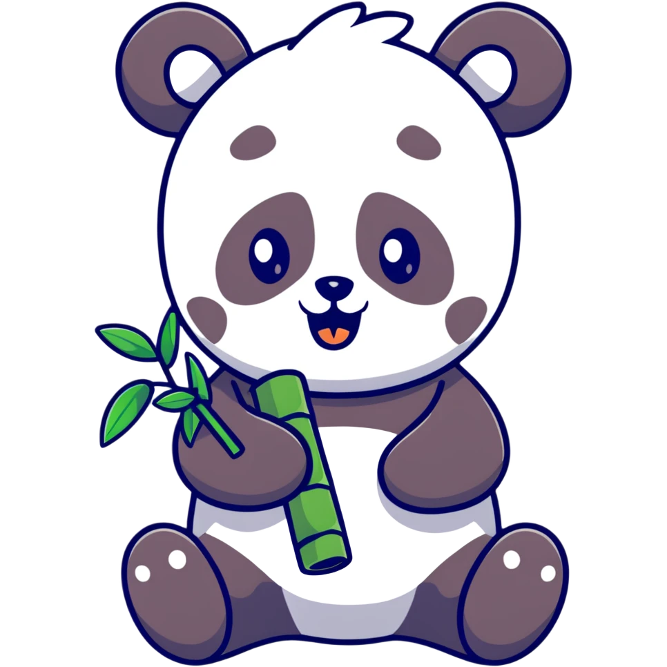 Adorable panda eating bamboo emoji