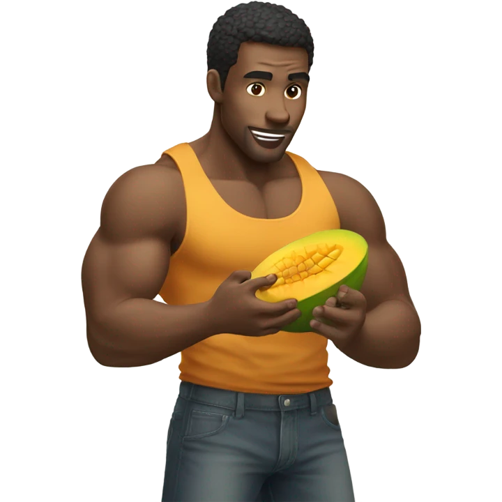 guy eating mangos with biceps  emoji