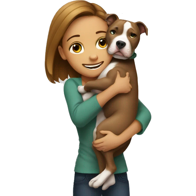 girl is hugging pitbull emoji