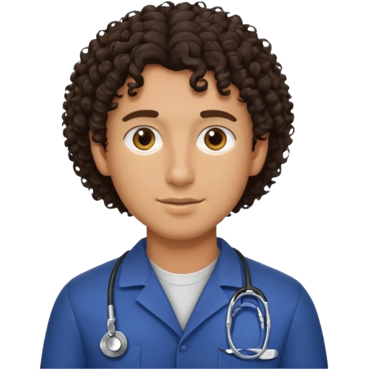 male dark brunette curly hair vet emoji