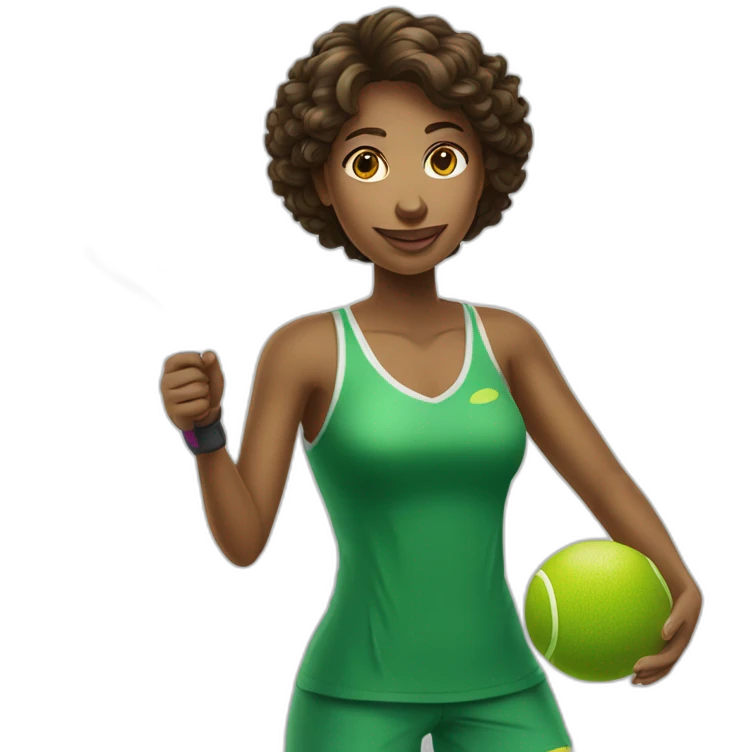 Pickle ball player woman with pickle ball ball and racket emoji