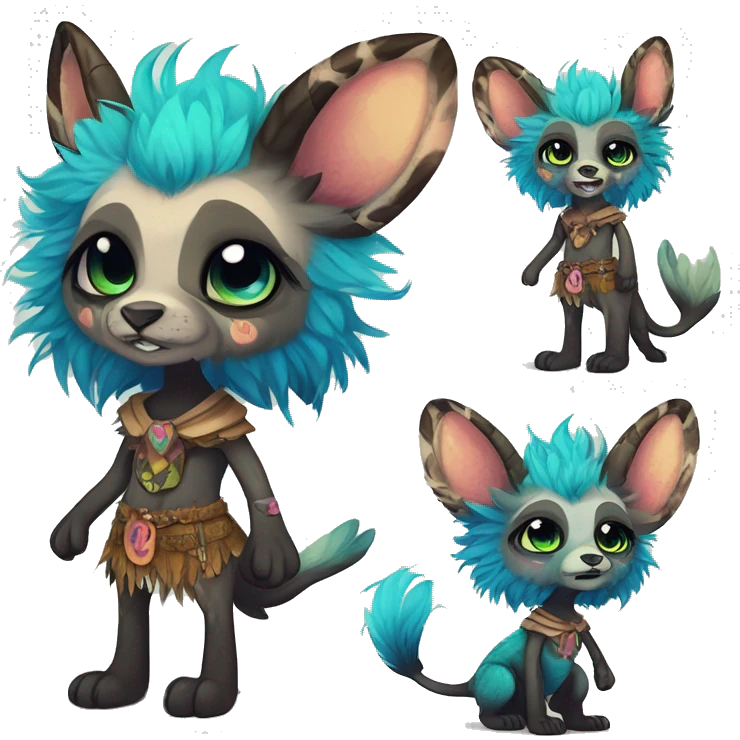 cute Kawaii edgy fantasy animal fursona Fionbri creature by griffsnuff & LiLaiRa & Falvie with exotic colors full body emoji
