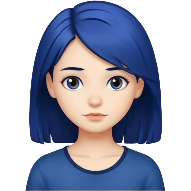 chica con pelo azul oscuro emoji