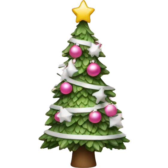 A Christmas tree with pink and white decorations emoji