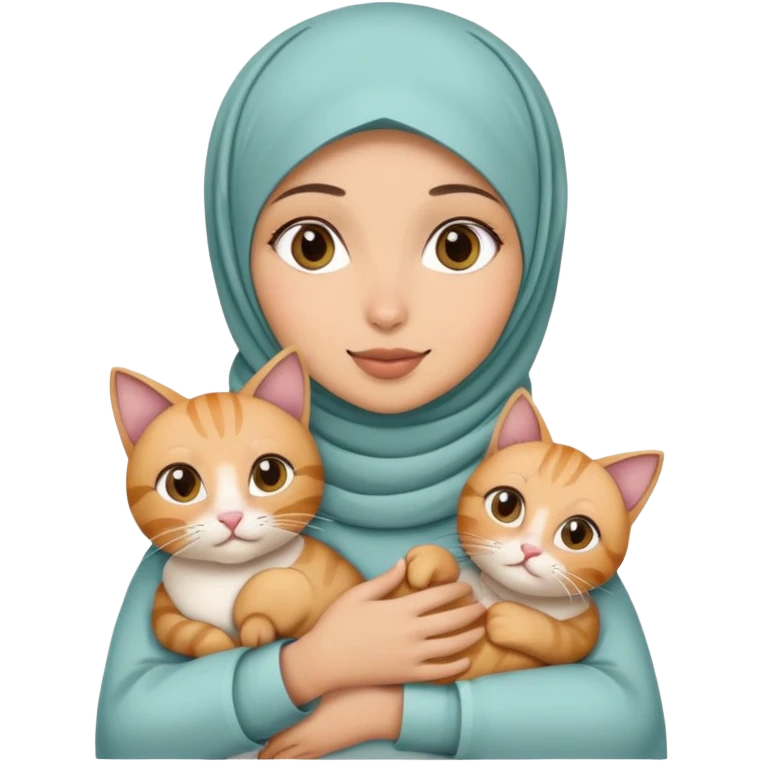 hijab girl holding two cats emoji