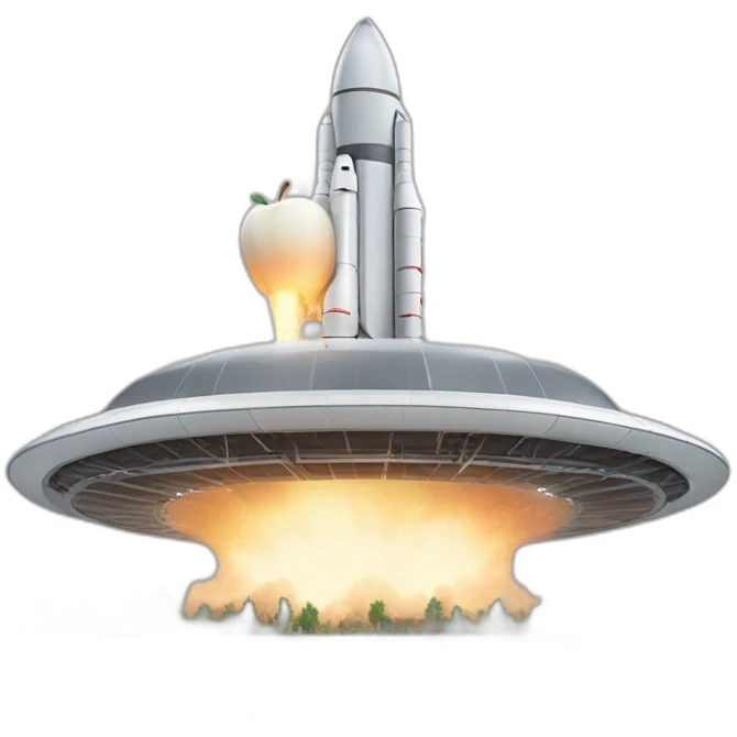 Apple Park campus blasting off to outer space emoji